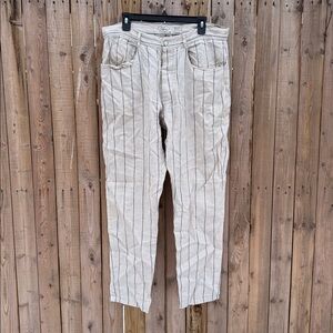 Alex Crane Linen Pants with Blue Stripes